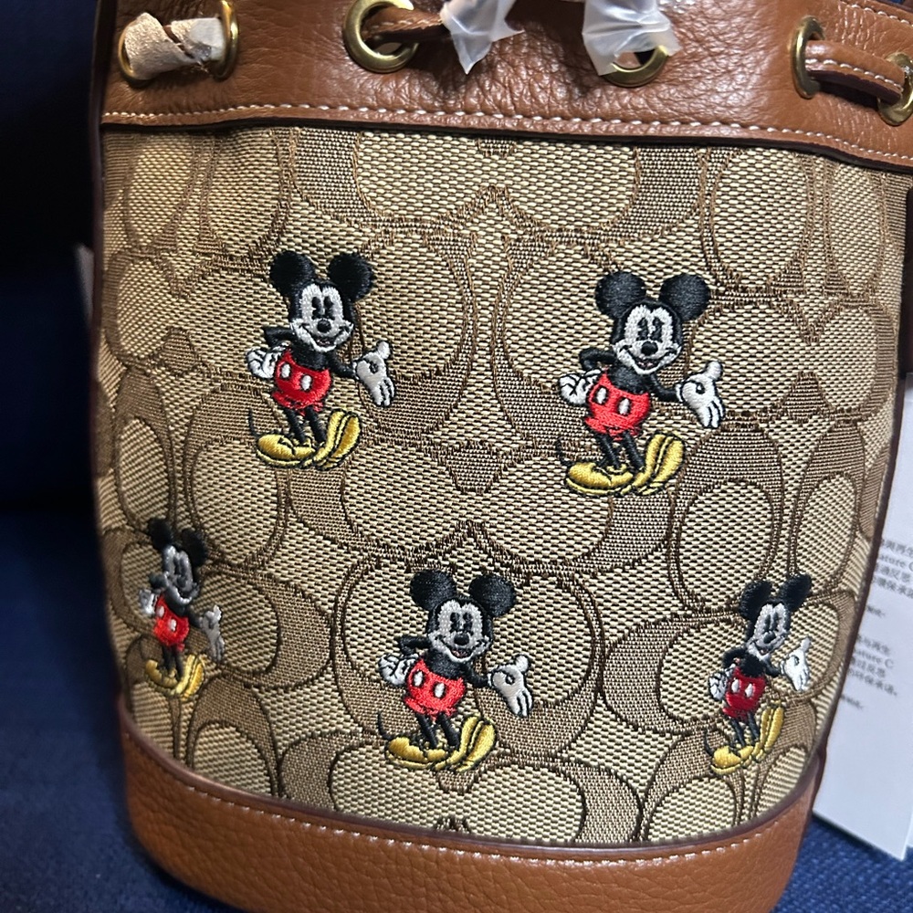 Coach Disney X Mini Dempsey Bucket Bag Signature Jacquard Mickey Mouse CN499 NWT